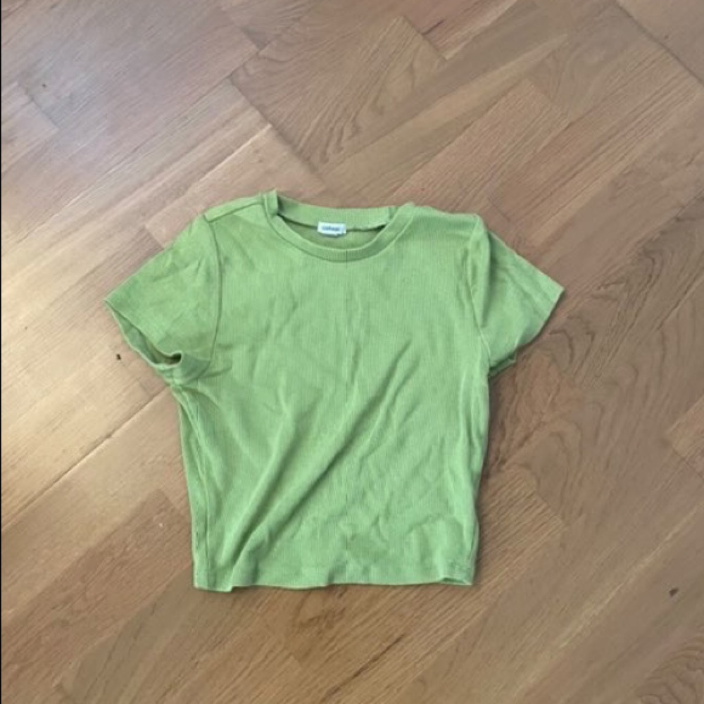 green crop top from garage